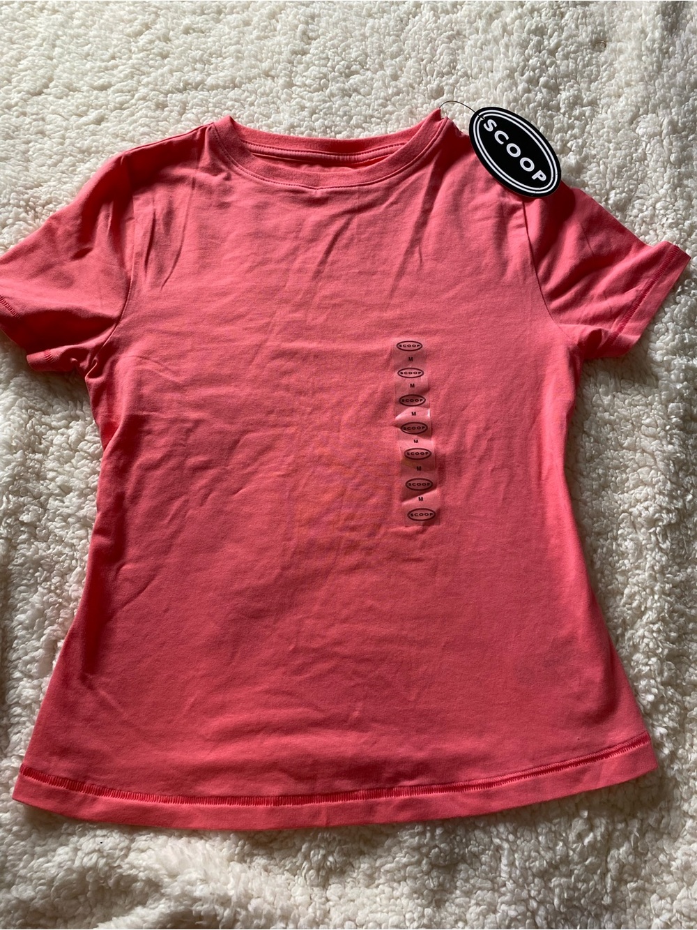 Scoop Girls' Coral Pink Logo Short Sleeve Tee
